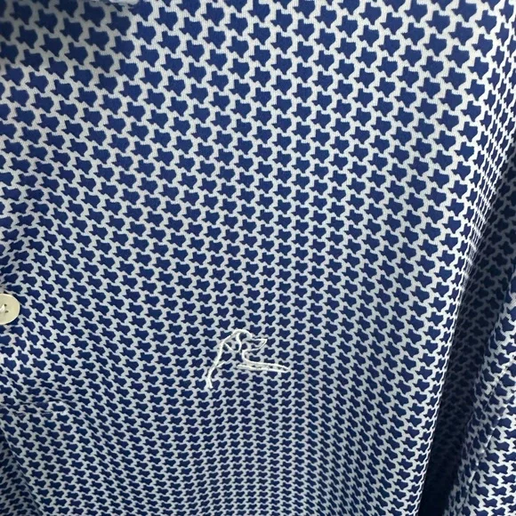 RHOBACK TEXAS STATE LOGO ALL OVER PRINT FLAG Mens XL Golf Polo Shirt Blue - Picture 3 of 4